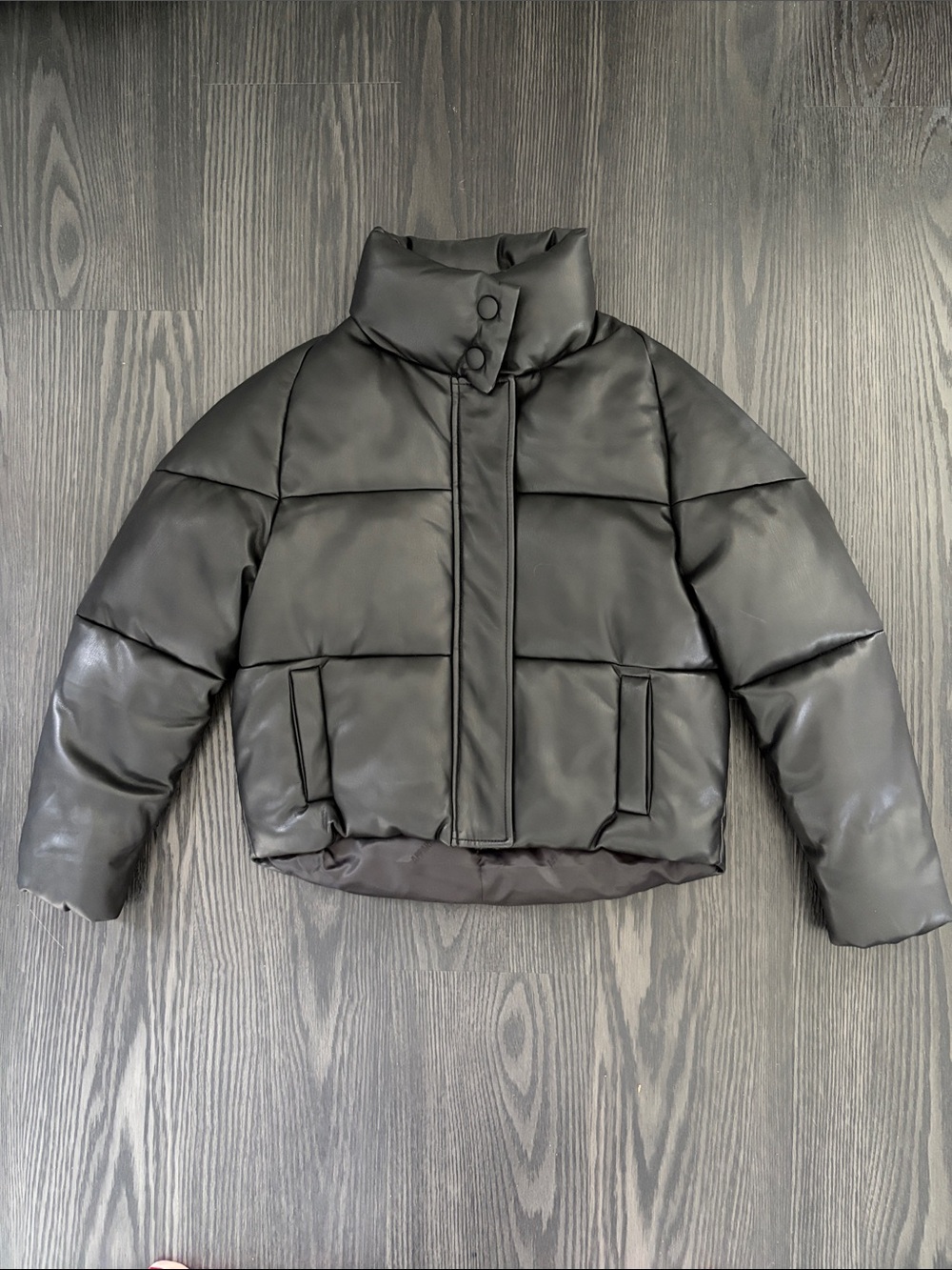 Apparis Kids Puffer Jacket - Black Faux Leather